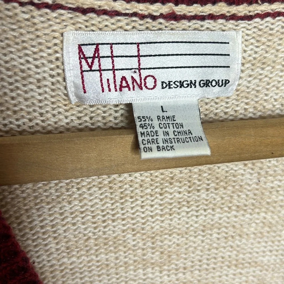 MILANO Vintage 90s Embroidered V Neck Grandma Core Fall Autumn Cardigan Sweater - Picture 8 of 9